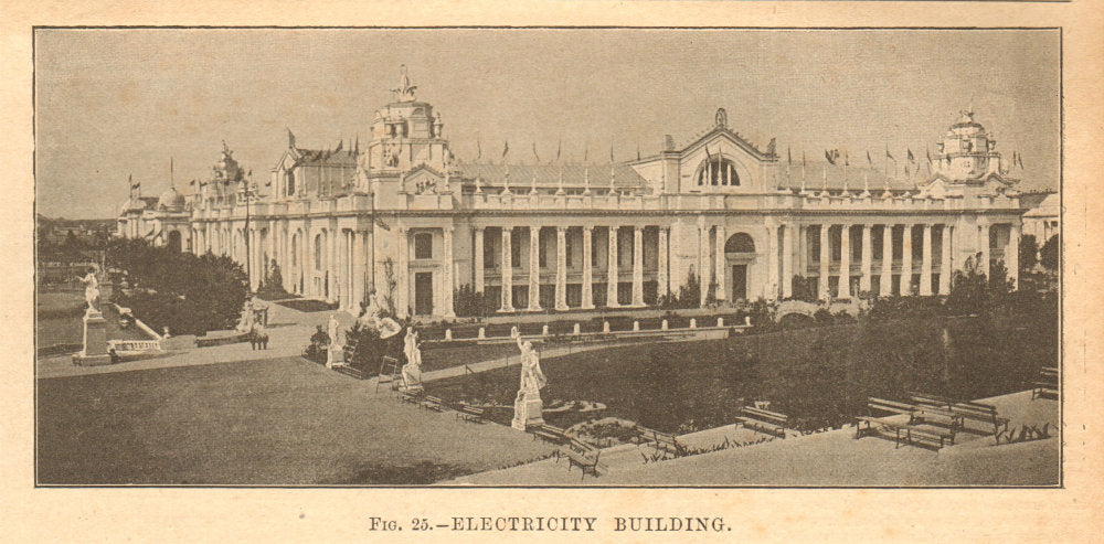 St Louis Exhibition 1904. Fig 25 - Electricity building. 1904 old print